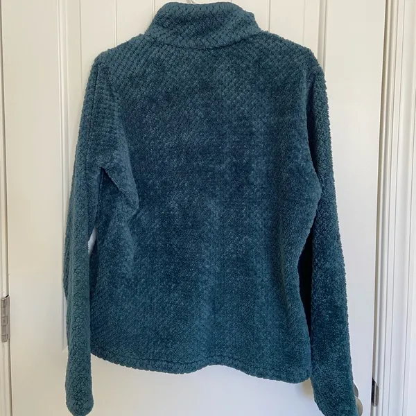 EUC Columbia women’s green‎ teal soft plush textured zip jacket medium - Image 7