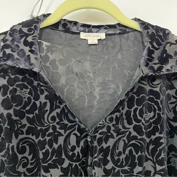 Ultra Pink Women’s Sz XL velvet burnout tunic blouse Whimsigoth Bohemian Hippie - Image 3