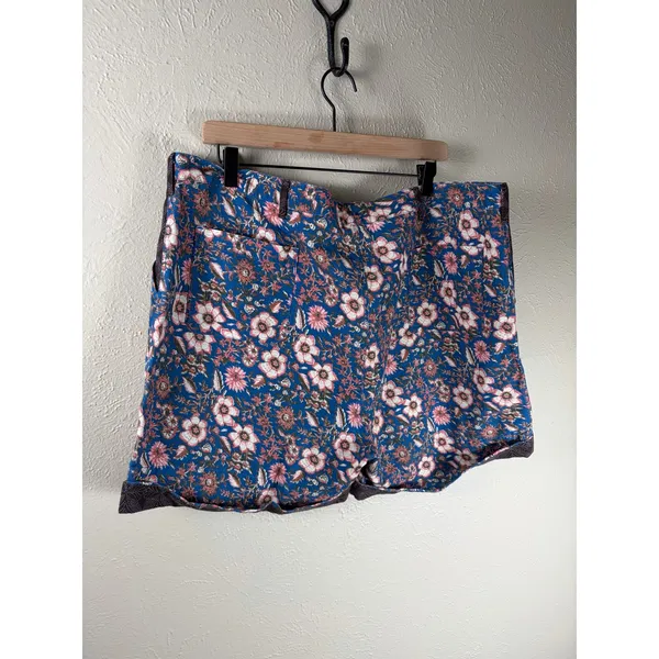 Sundance Kalani Shorts Size XL Linen Blue Floral Boho Retro Summer Preppy Shorts - Image 9