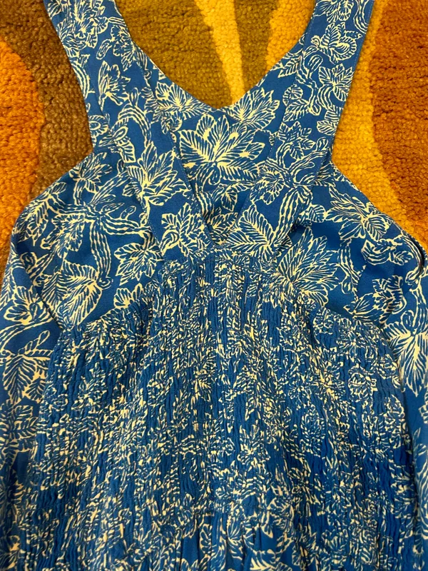 Abercrombie Blue White Floral Asymmetrical High Neck Dress Sundress S - Image 4