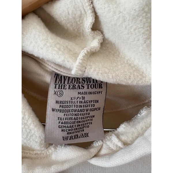 Taylor Swift The Eras Tour Official Beige Graphic Hoodie Sweatshirt XS - Image 3