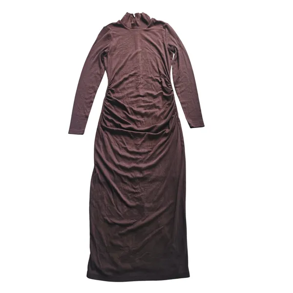 Marine Layer NWT 51Y Lexi Rib Ruched Turtleneck Dress Cocoa Brown Small‎ - Image 3