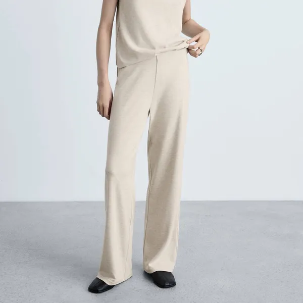 Mango MNG - light beige cream wool blend pants - Image 3