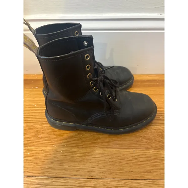 Dr Martens Black Leather Lace Up Combat Boots‎ Womens Size 7 US - Image 2