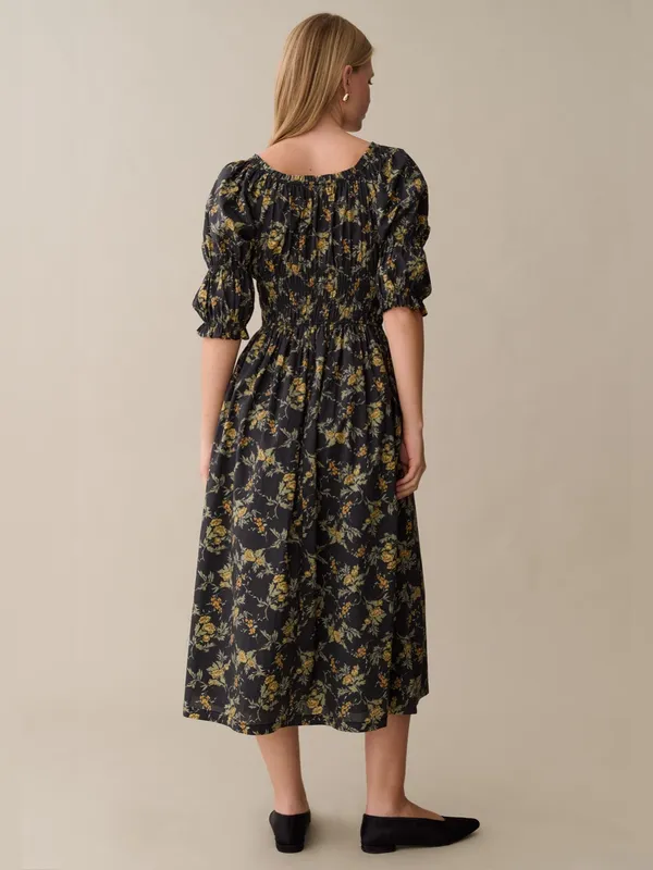 NWT Few Moda Marguerite Dress size XS Black Yellow marigold floral Sorella midi - Image 5