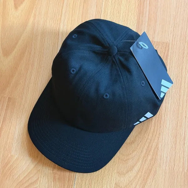 Adidas Black Baseball Adjustable Cap with White Three-Stripes Logo. - Image 2