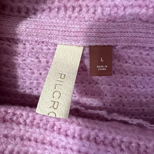 Anthropologie Pilcro Pink Cowl Neck Chunky Sweater Size‎ Large Ribbed Oversized - Image 3
