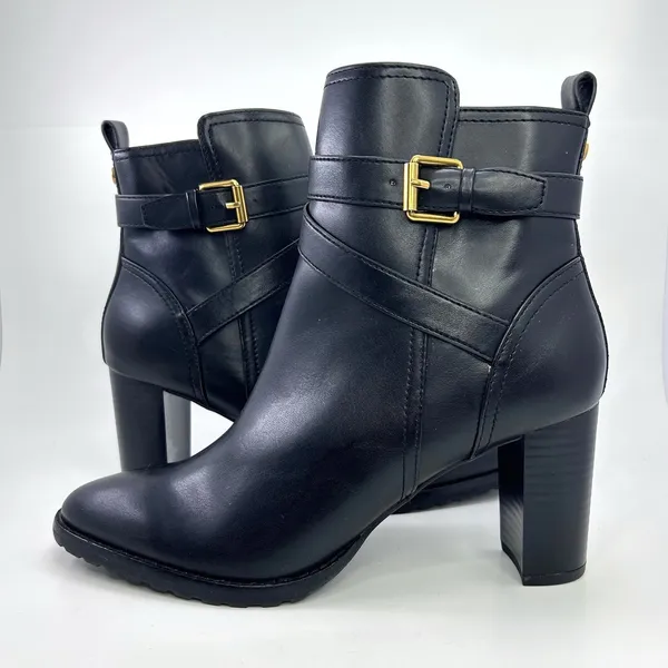 Giani Bernini Ninha Booties Size 10 Black Block Heel Buckle Dress Boots NWOB - Image 9