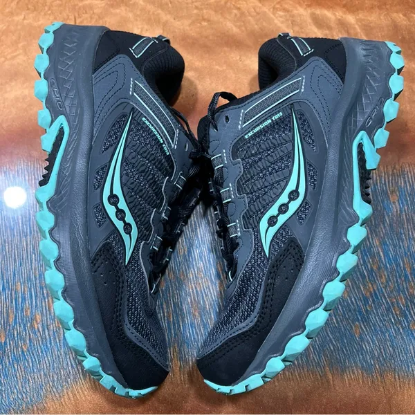 Saucony Excursion TR13 Trail Running Shoes size 8W gray black teal - Image 3