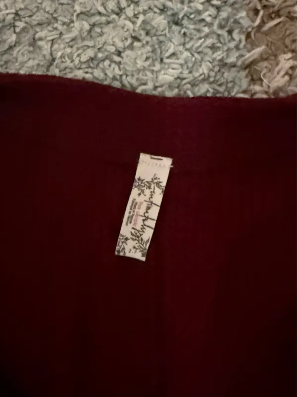 Red Free People Long Sleeve Henley Top - Image 3