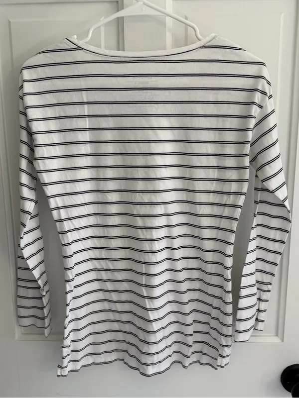 Patagonia Organic Cotton Striped‎ Long Sleeve Tee White Black Women’s Small - Image 8