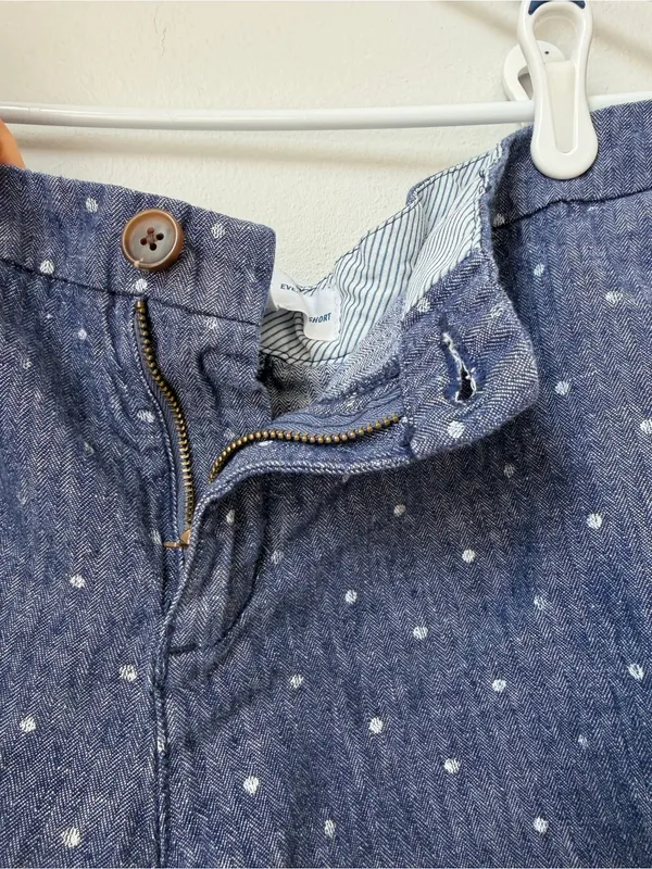 Old Navy Women's Everyday Shorts Size 12 Polka Dot Linen Cotton Chambray Chino - Image 4
