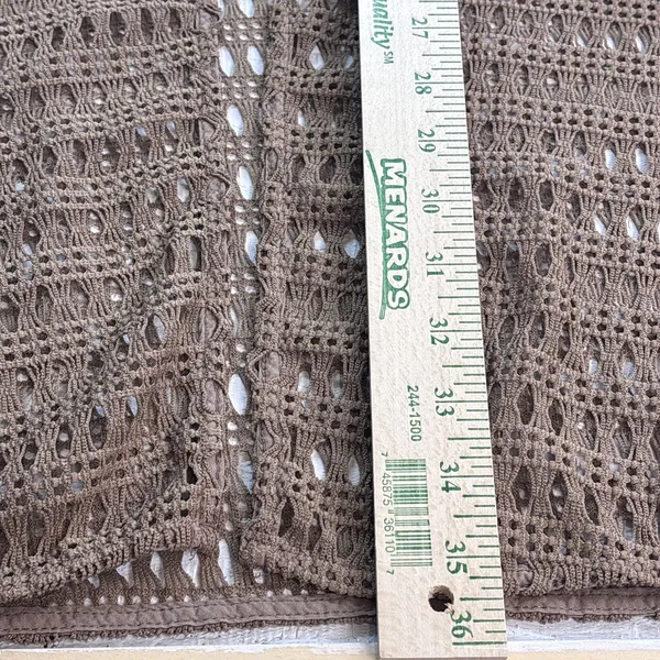 Tunnel Vision Women's XXL Crochet Duster Open Cardigan Taupe Boho Long Sleeve - Image 11