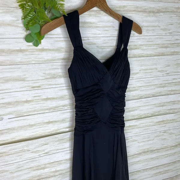Vintage Y2K Sangria Black Ruched Cocktail Prom Goth Witchy Dress - Image 2