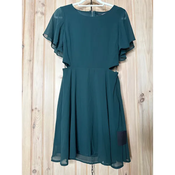 NWT Lulus Blissful Love Dark Green Cutout Mini Skater Dress Party Night Out Sz M - Image 2