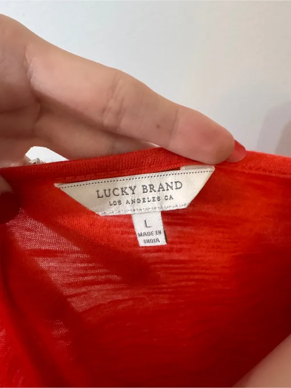 Lucky Brand Red Tassel Peplum Peasant Top Large - Image 6