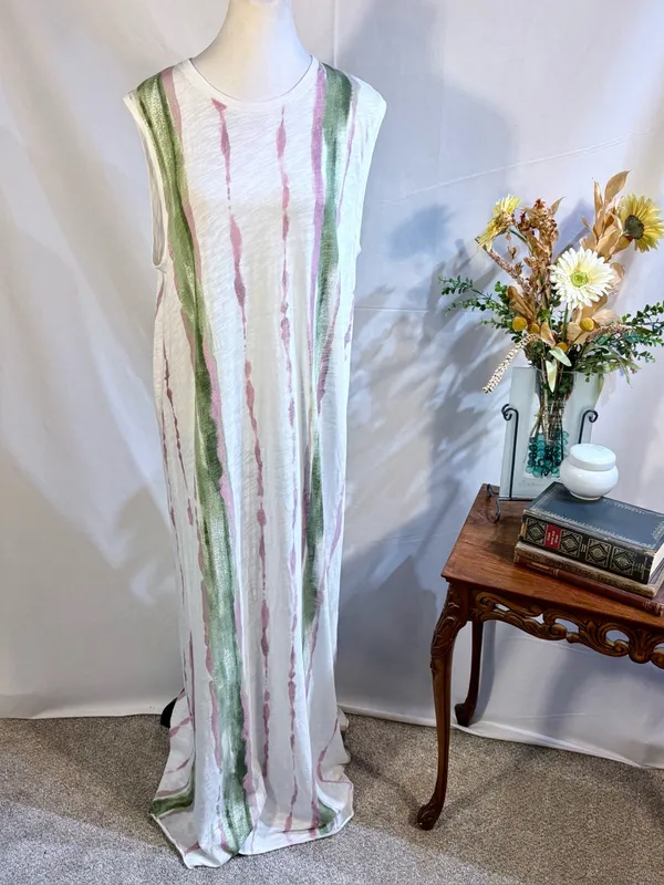 ATM Anthony Thomas Melillo Slub Cotton Paintstroke Stripe Maxi Dress XL🧡 - Image 2