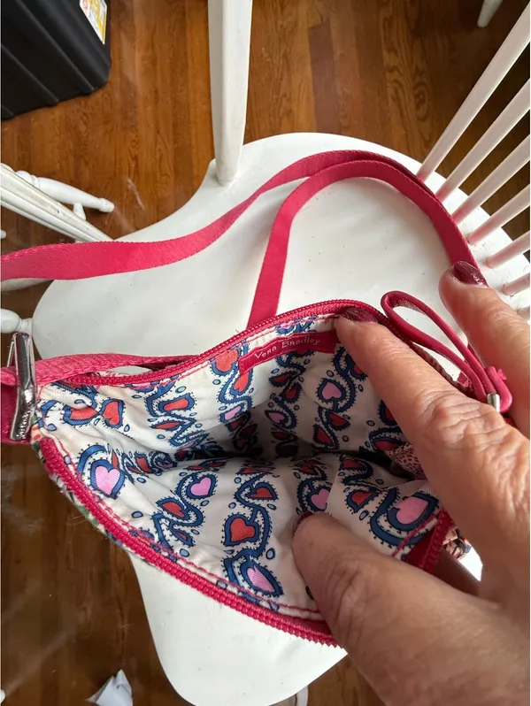 Vera Bradley Small Crossbody Bag in Pink Floral Quilted Cotton - Image 7