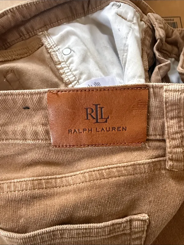 Lauren Ralph Lauren Tan Corduroy‎ Straight Leg Pants 4P Camel Brown Preppy - Image 4