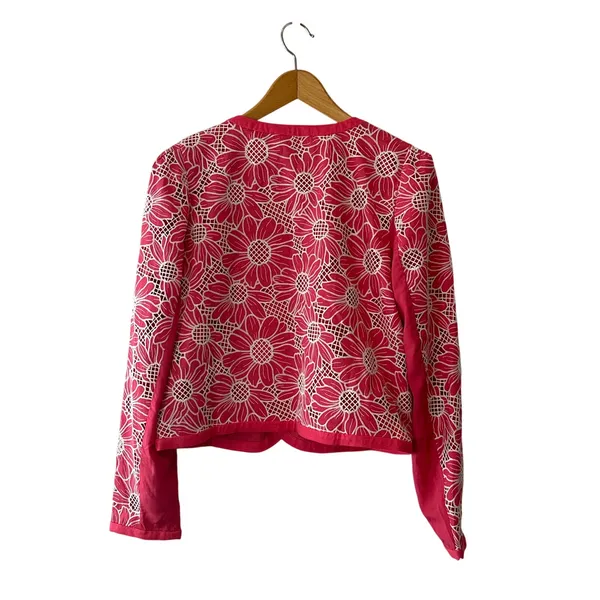 Anthropologie‎ NWT Dolan Pink & White Linen Cutwork Jacket Size M - Image 5