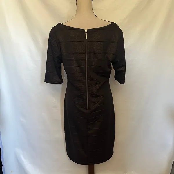 Bisou Bisou Y2K Metallic Ruched Dress Sz 14 Mob Wife Cocktail Club Brown Shimmer - Image 8