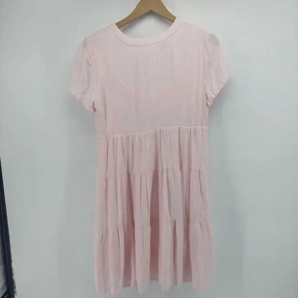 Anthropologie Maeve Tania Sacha Tiered Tunic Dress Pink Babydoll Size Small - Image 4