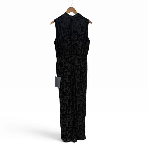 Lulus Micola Black Velvet Jacquard Mock Neck Jumpsuit size Large NWT - Image 5