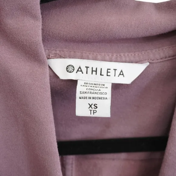 Athleta XS Purple Mindset‎ Wrap Sweatshirt Fleece Side Tie Pilates Balletcore - Image 5