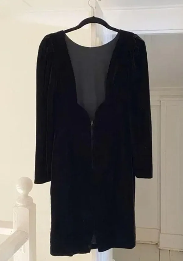 Moda Int’l Vintage 80s Velvet Backless Dress Black Size 4 - Image 6
