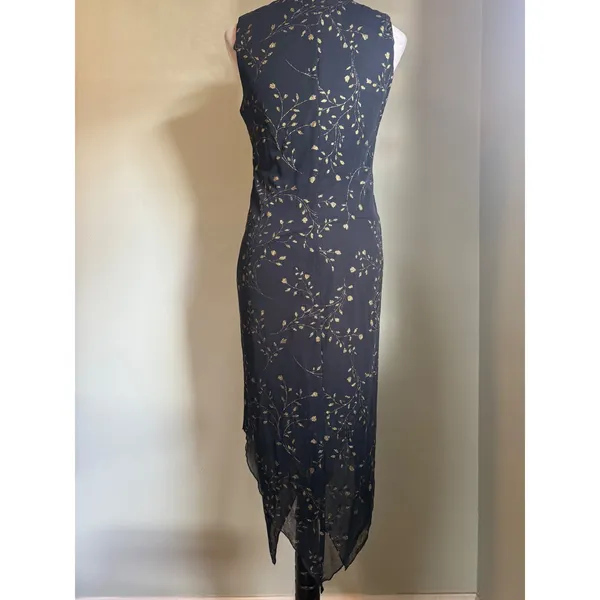 Giorgio Sant Angelo Black Gold Floral Midi vintage y2k‎ fairy boho whimsigoth - Image 2