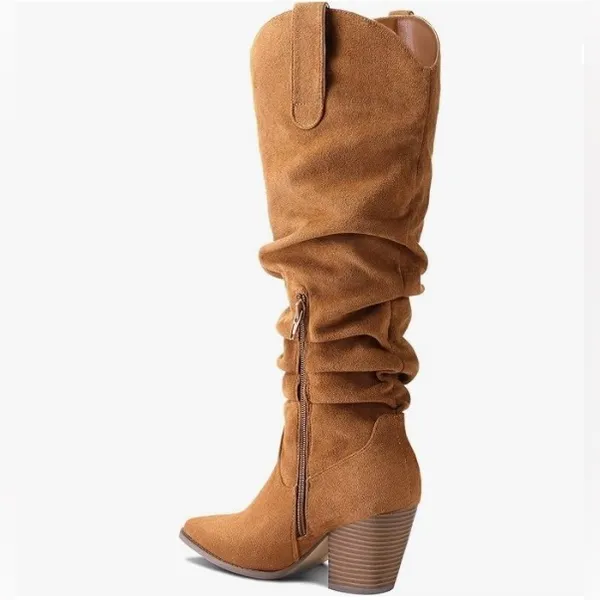 Women's Slouchy Mid-Calf Tan Faux Suede Boot Size 7 - Image 3