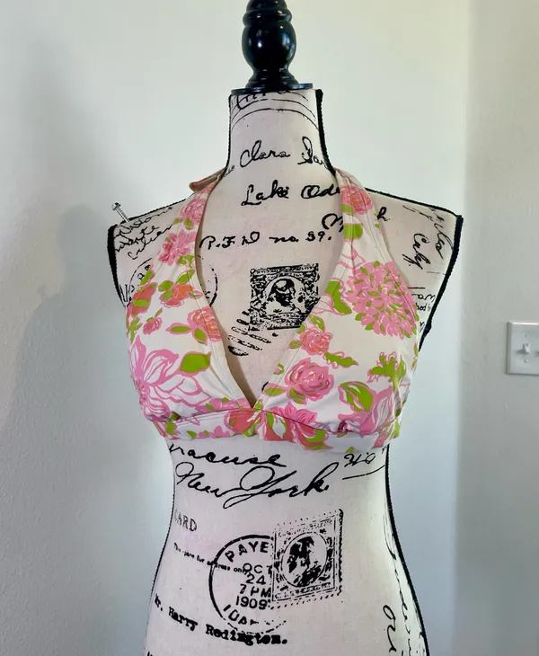 Lilly Pulitzer bikini Swimming top with push up hot pink Green Sz XS RN 88189 - Image 7