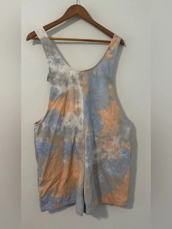 Entro Tie Dye Shorts Romper Pockets Cotton Artsy Boho Hippie Summer NWT L *Read - Image 3