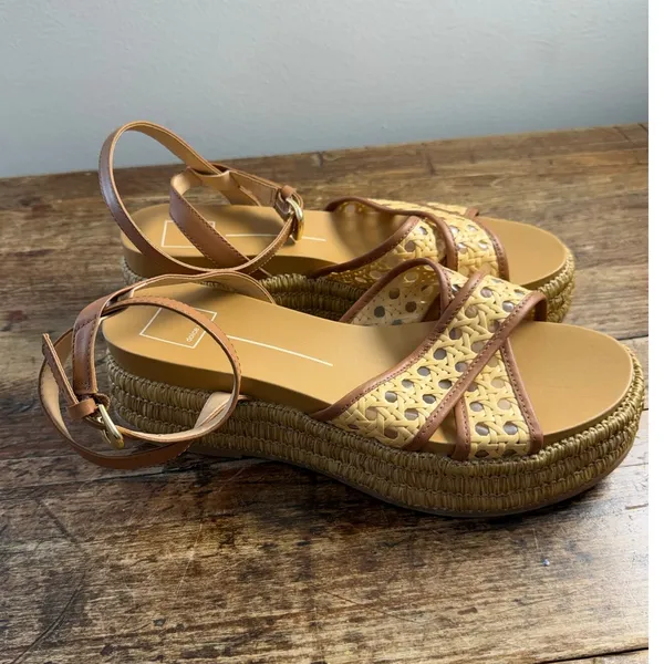 Dolce Vita Wriley Crossband Raffia Woven Demi Wedge Sandals size 9 - Image 2