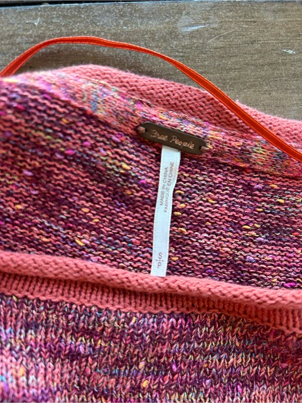 Free People Linen Prism Spacedye Red Slouchy Sweater S - Image 8