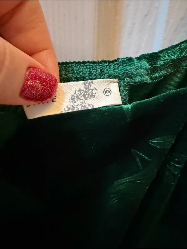 Altar'd State Deep Green Floral Velvet Mini Dress size XS - Image 3