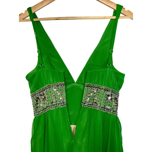 NWT Mandalay Dark Lime Green Beaded Embellished Mini Cocktail Party Dress Size 6 - Image 12