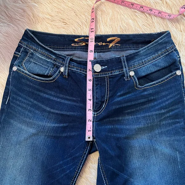 Seven7 Dark Blue Flare Jeans Size 6 - Image 6