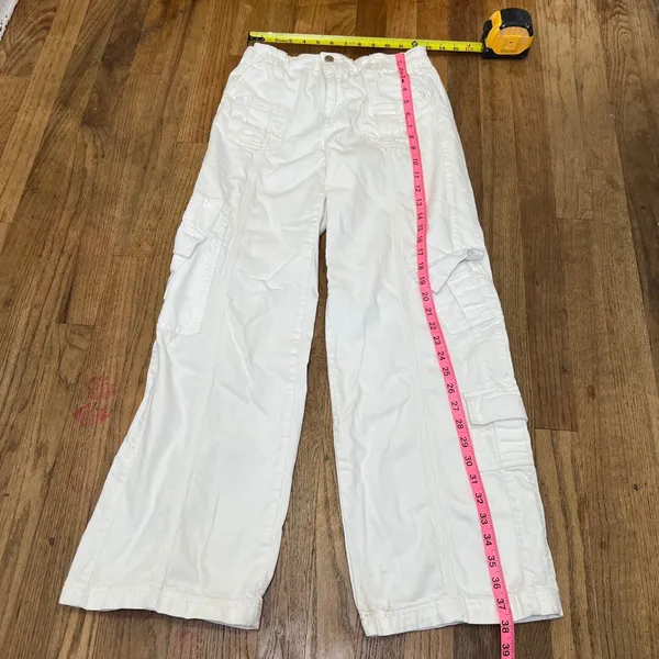 BDG Urban Outfitters White Y2K Cargo Pants Wide Leg Utility Trousers Size‎ 25 - Image 2