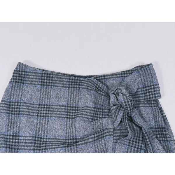 Abercrombie & Fitch Plaid Tie Wrap Skort Size S Gray Preppy Schoolgirl Fall Y2K - Image 5