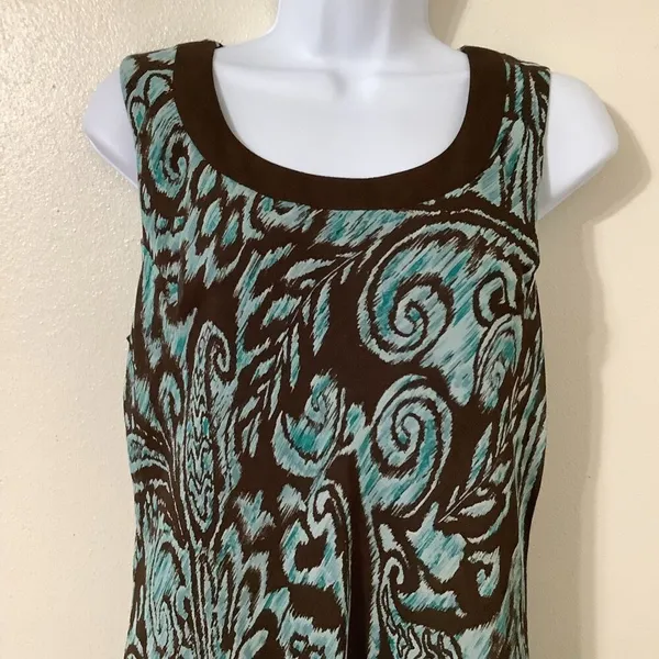 Studio I Brown Paisley Maxi Dress Size‎ 12 90s Forest Fairy Fairycore Feminine Bohemian - Image 2
