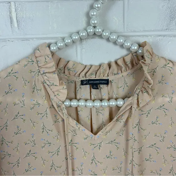 Adrianna Papell Lightweight Sheer Floral Short Sleeve Blouse Top Size XL - Image 7