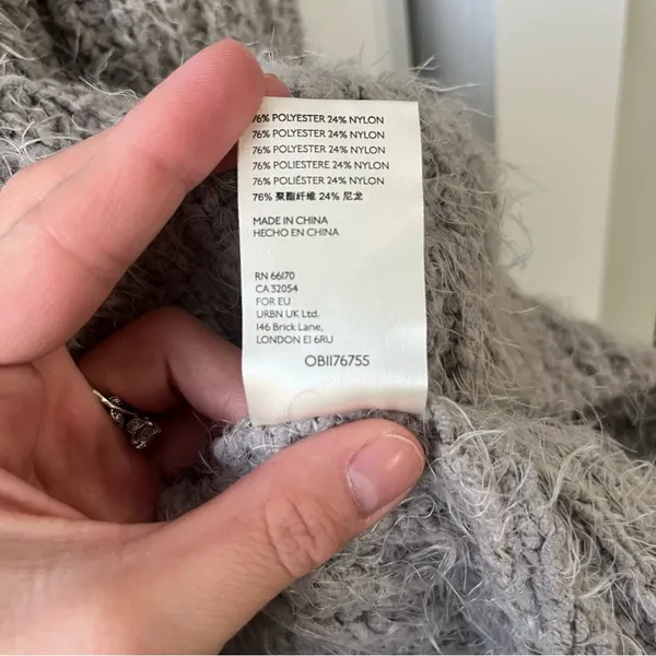 Free People Oasis Oversize Tunic Sweater in Silver Glass Combo Size Small - Image 3