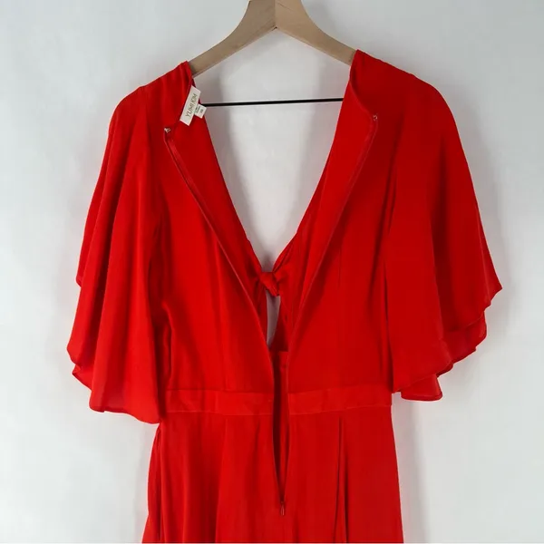 Yumi Kim Over The Edge Dress Vibrant Red Tie Front‎ Cutout Mini Size XS - Image 12