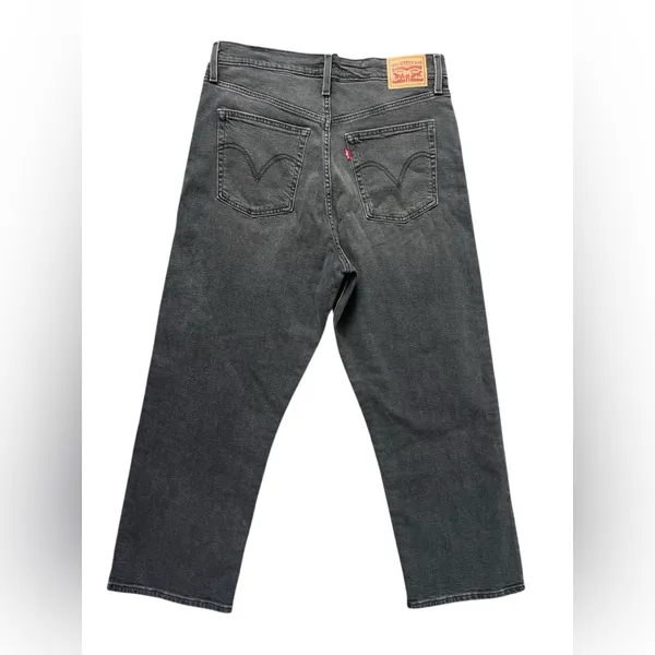 Levi’s NWT Ribcage Straight Ankle Jeans Black High Rise Denim Size 32 - Image 3