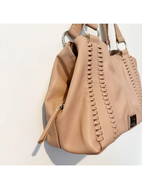 Nicole‎ Miller Woven Slouchy Hobo Bag Pink Boho Chic Coquette Cottagecore Purse - Image 2