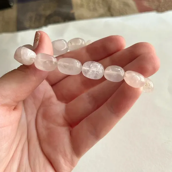 3/$20 Cute Pink Rose Quartz Gemstone Crystal Beaded Thin Elastic Bracelet - Image 4