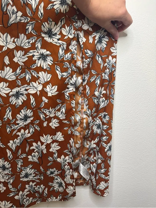 La Ligne X Target Women’s Brown Floral Smocked top Maxi Dress with Side Slit - Image 7