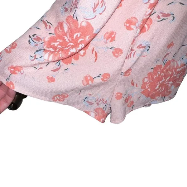 Angel Biba Open Back Orange Floral‎ Romper Ruffle V Neck Tassle Back Ties Size 8 - Image 3