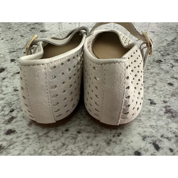 Dolce Vita Mikel Perforated Suede Mary Jane Ballet Flats Creme Ivory Size 9 - Image 4